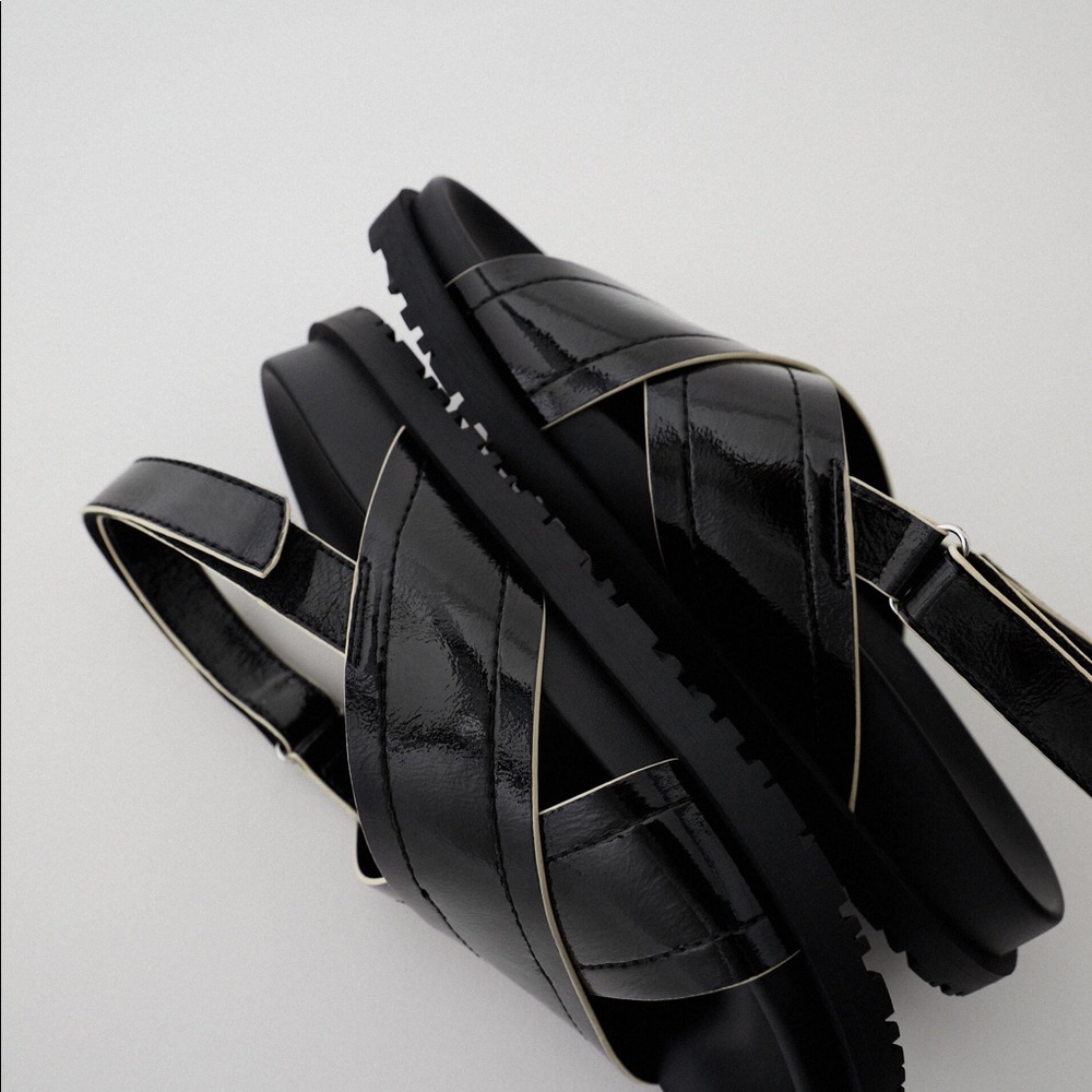 ZARA CROSS STRAP FLAT SANDALS TRF Cross Velcro Dad Sandal no tag 42 final - Picture 12 of 15